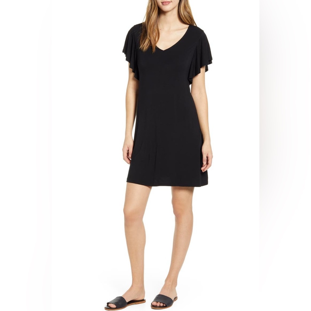 Tommy Bahama Women's Sealight Ruffle Sleeve Dress Black womens sz Small new nwt